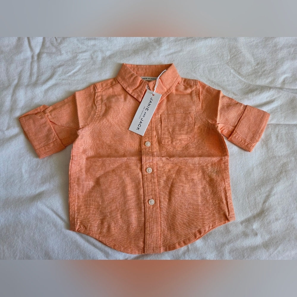 Janie and Jack Orange Boy's Button-Down Shirt